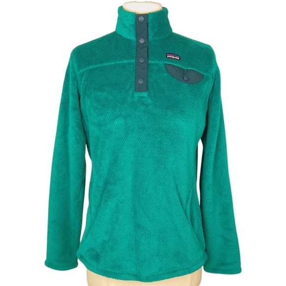 Patagonia Teal Green Re-Tool Snap-T Pullover Fleece Sweater- Child Girls - Picture 1 of 8